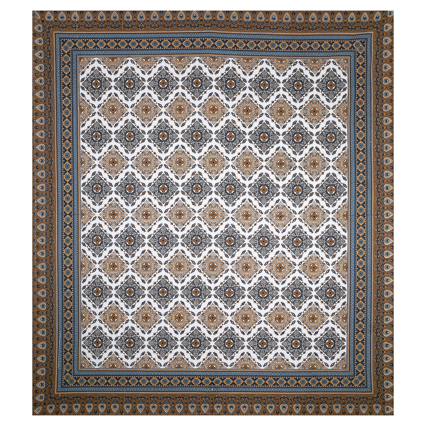 Hand Block Printed Jaipuri Cotton Double Bed Sheet With 2 Pillow Covers - Floral Pattern Ethnic Indian Design