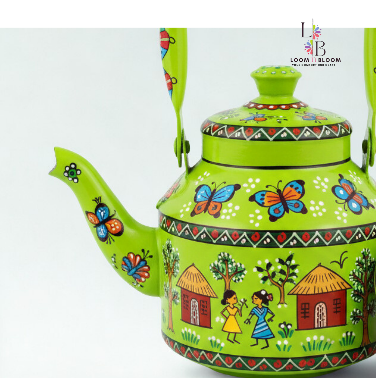 HanPainted Stainless Steel Tea Kettle - Artistic Decorative Floral Tea Pot for Home Kitchen Decor Ghar combo