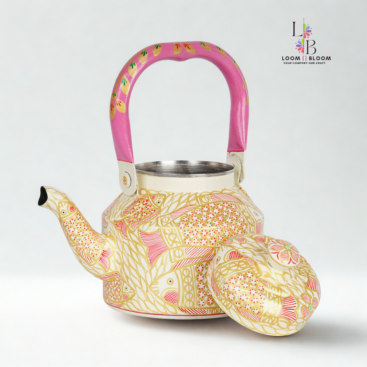 HanPainted Tea Kettle - Artistic Decorative Floral Tea Pot for Home Kitchen Decor Fish Art(Copy) (Copy) (Copy)