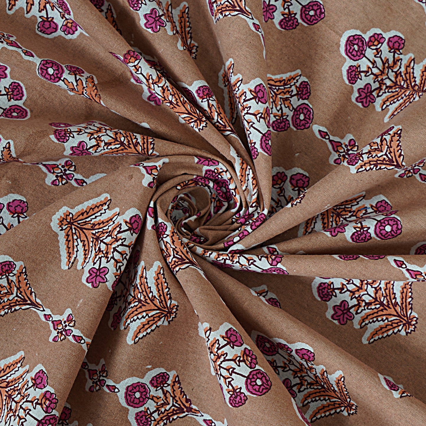 Hand Block Printed Jaipuri Cotton Double Bed Sheet With 2 Pillow Covers - Floral Pattern Ethnic Indian Design