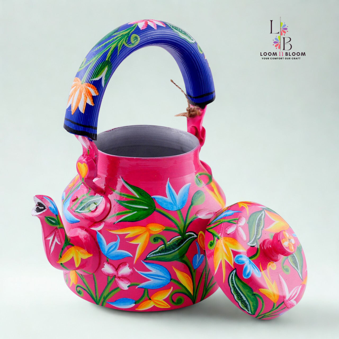 HanPainted Stainless Steel Tea Kettle - Artistic Decorative Floral Tea Pot for Home Kitchen Decor Lotus_Art