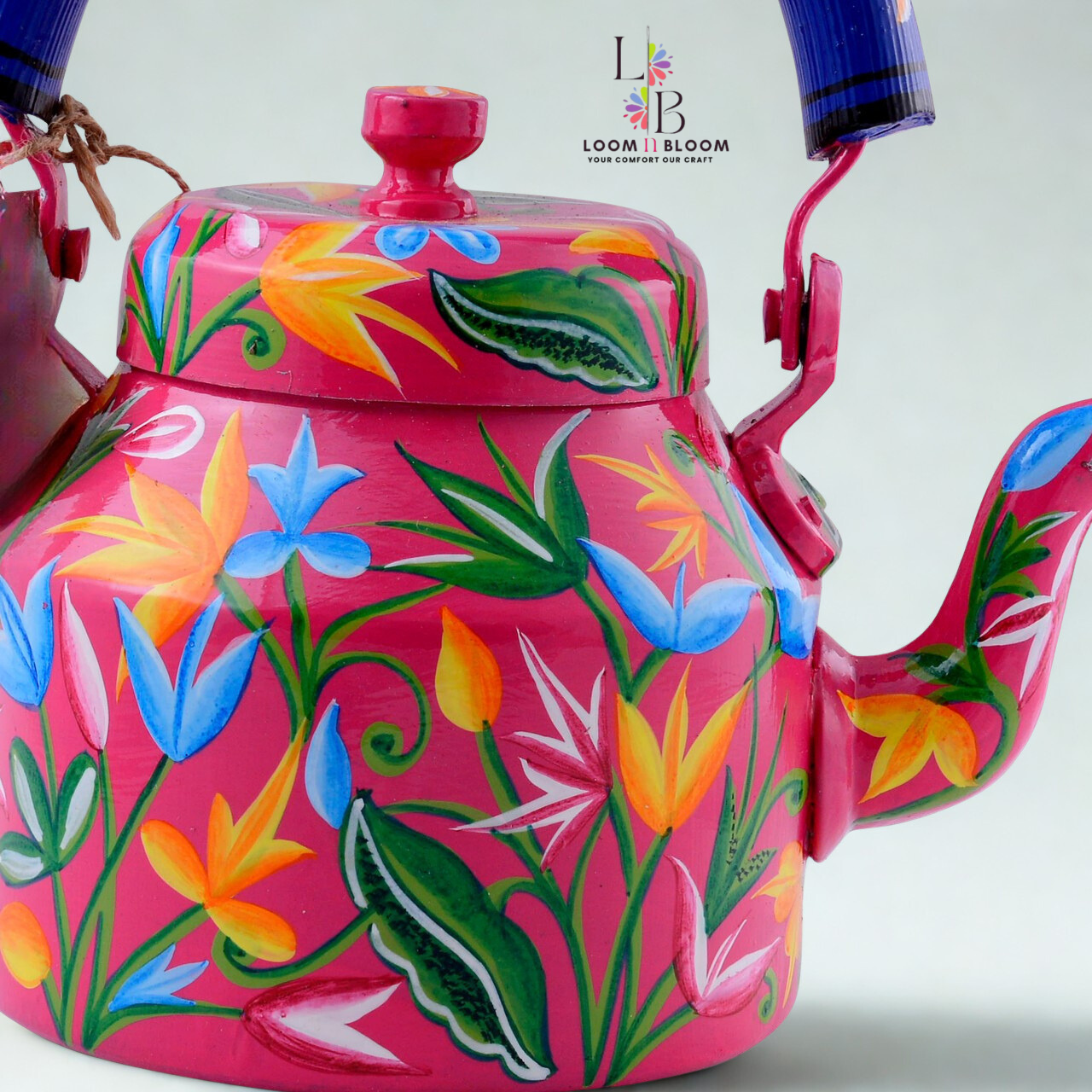 HanPainted Stainless Steel Tea Kettle - Artistic Decorative Floral Tea Pot for Home Kitchen Decor Lotus_Art