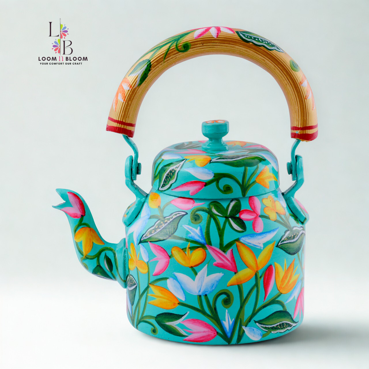 HanPainted Stainless Steel Tea Kettle - Artistic Decorative Floral Tea Pot for Home Kitchen Decor Lotus_Art