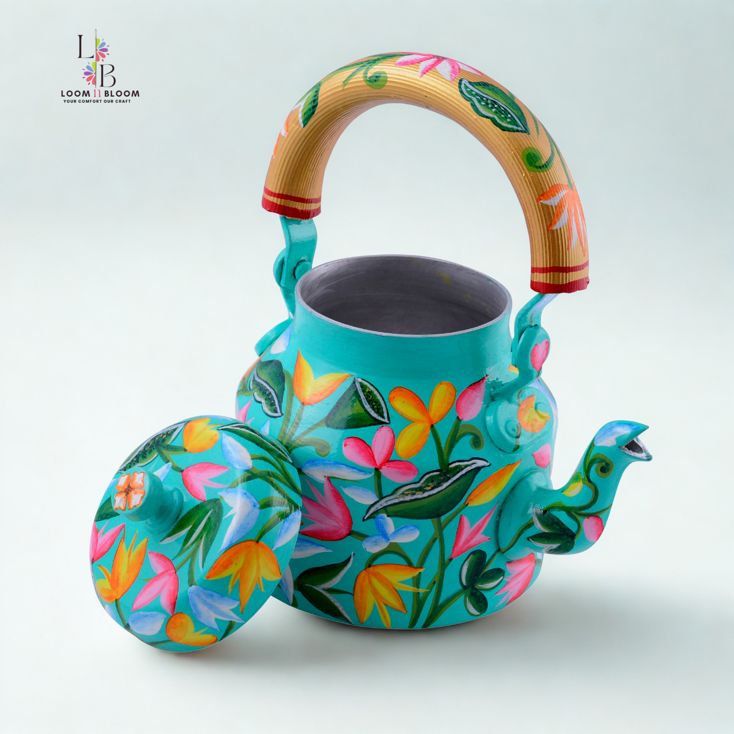 HanPainted Stainless Steel Tea Kettle - Artistic Decorative Floral Tea Pot for Home Kitchen Decor Lotus_Art