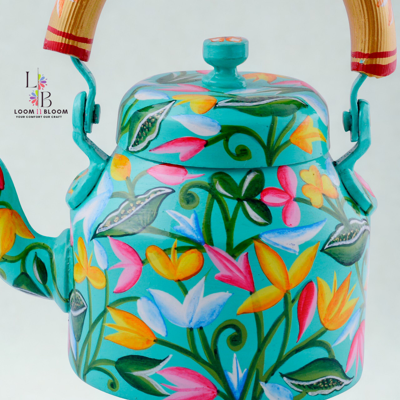 HanPainted Stainless Steel Tea Kettle - Artistic Decorative Floral Tea Pot for Home Kitchen Decor Lotus_Art