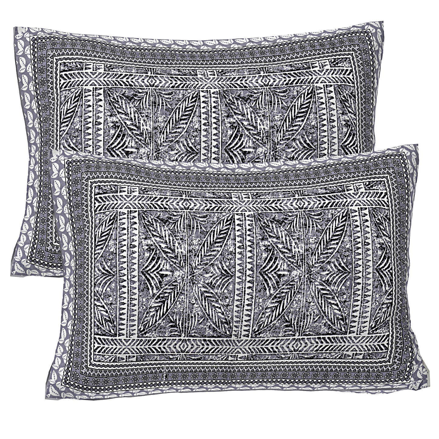 Hand Block Printed Jaipuri Cotton Double Bed Sheet With 2 Pillow Covers - Floral Pattern Ethnic Indian Design
