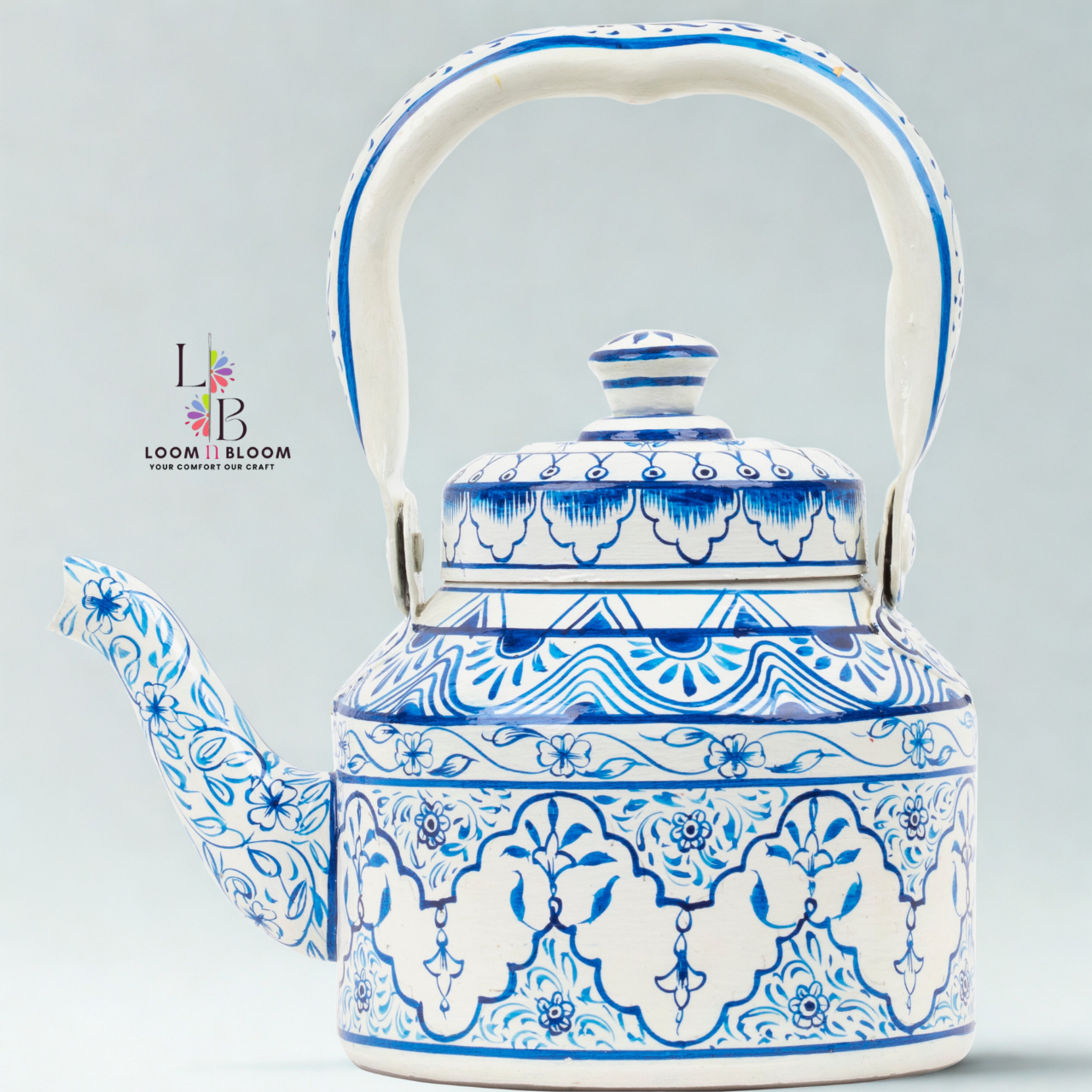 HanPainted Stainless Steel Tea Kettle - Artistic Decorative Floral Tea Pot for Home Kitchen Decor Neel Pushp Art