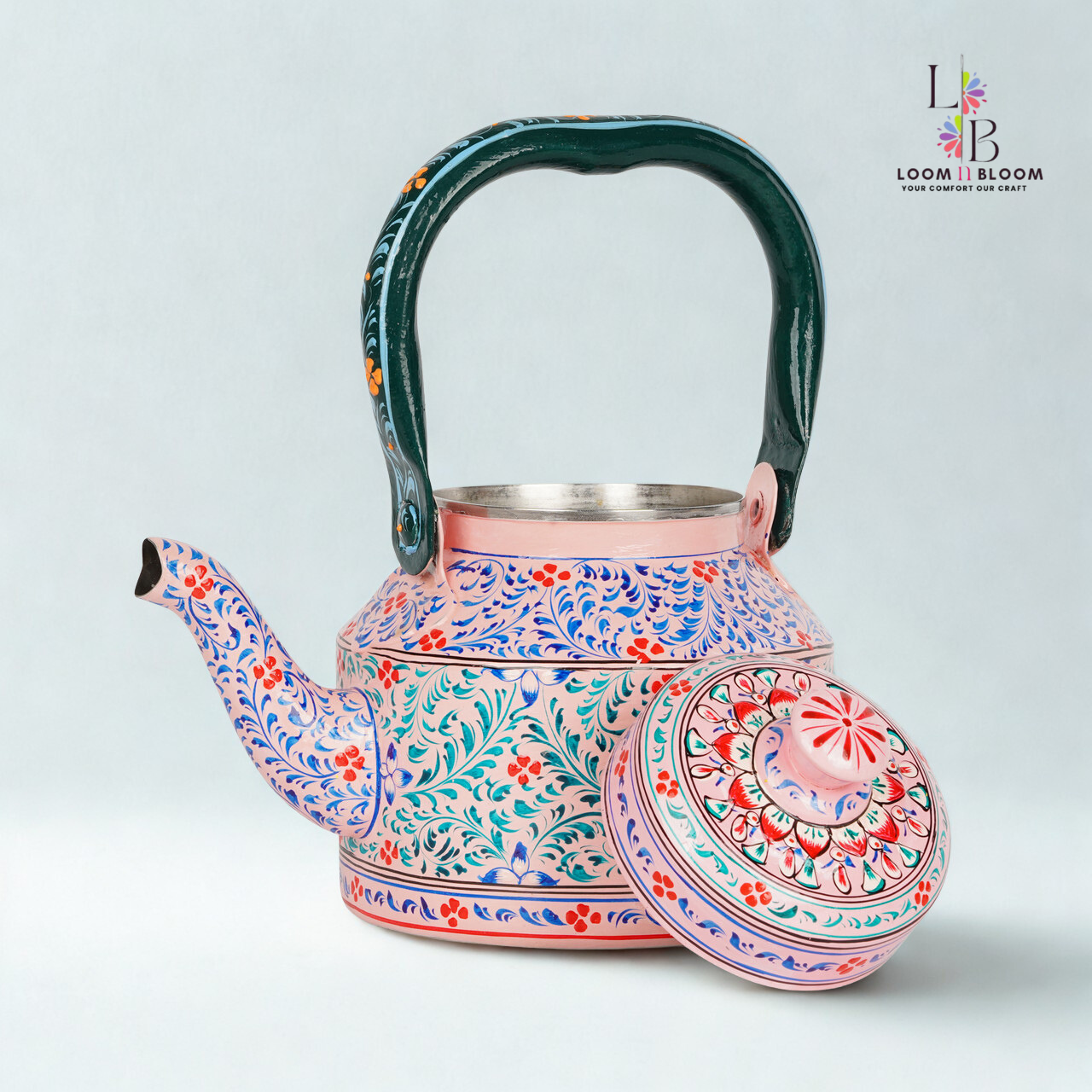 HanPainted  Tea Kettle - Artistic Decorative Floral Tea Pot for Home Kitchen Decor Ivory Garde Art