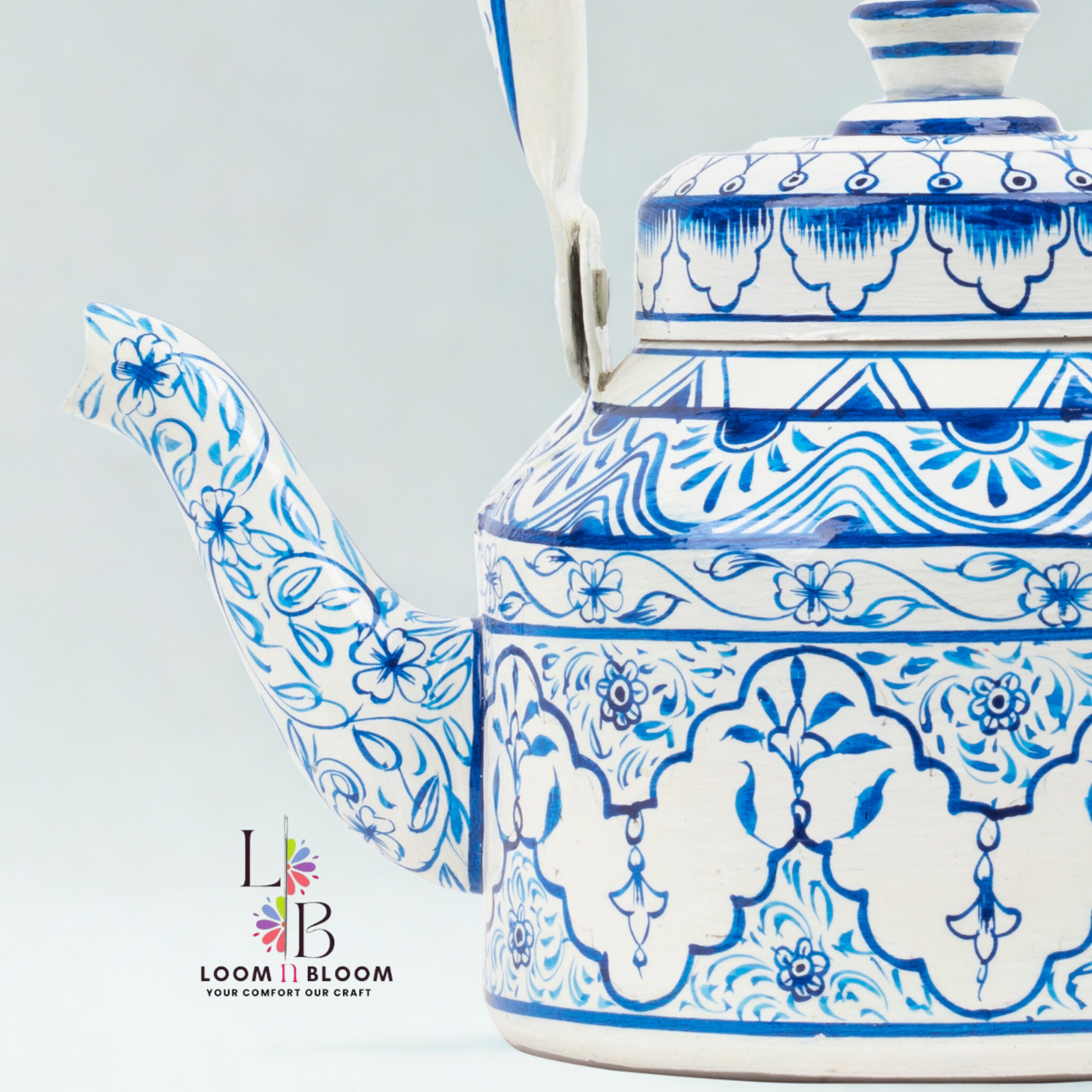 HanPainted Stainless Steel Tea Kettle - Artistic Decorative Floral Tea Pot for Home Kitchen Decor Neel Pushp Art
