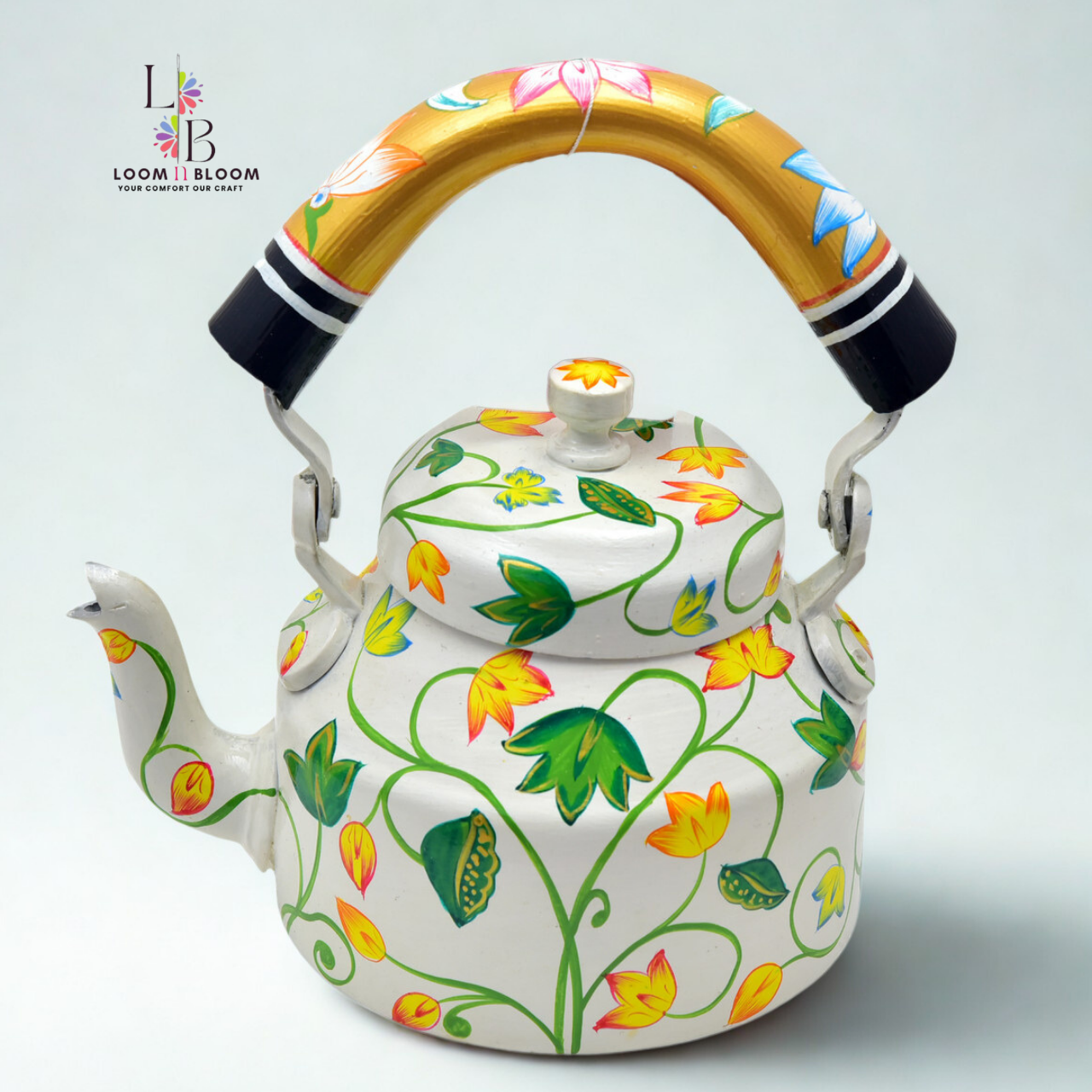 HanPainted Stainless Steel Tea Kettle - Artistic Decorative Floral Tea Pot for Home Kitchen Decor Lotus_Art