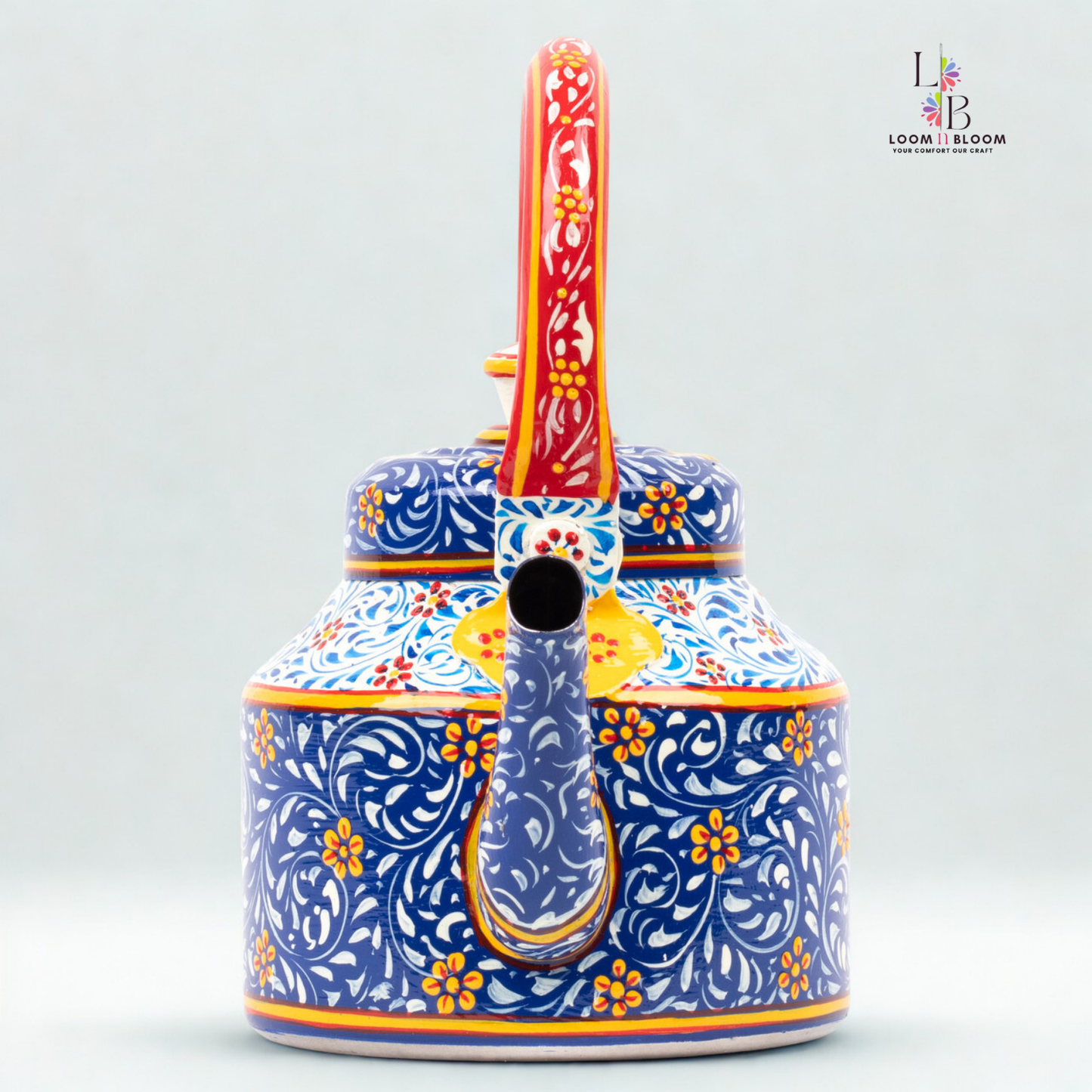 HanPainted  Tea Kettle - Artistic Decorative Floral Tea Pot for Home Kitchen Decor Kalam Art