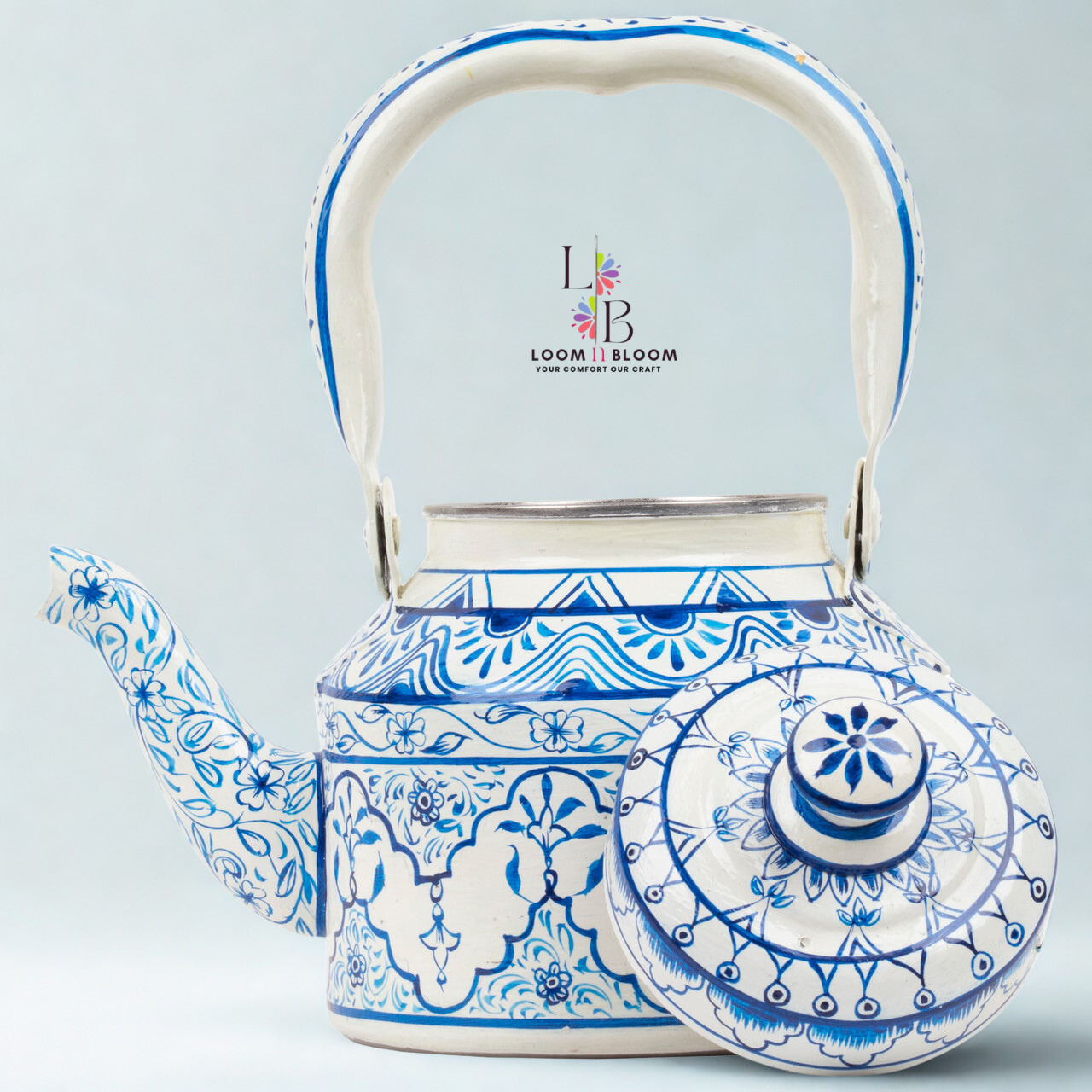 HanPainted Stainless Steel Tea Kettle - Artistic Decorative Floral Tea Pot for Home Kitchen Decor Neel Pushp Art