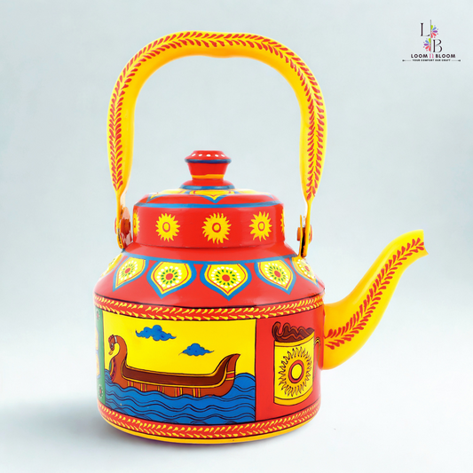 HanPainted Stainless Steel Tea Kettle - Artistic Decorative Floral Tea Pot for Home Kitchen Decor kathakali Art