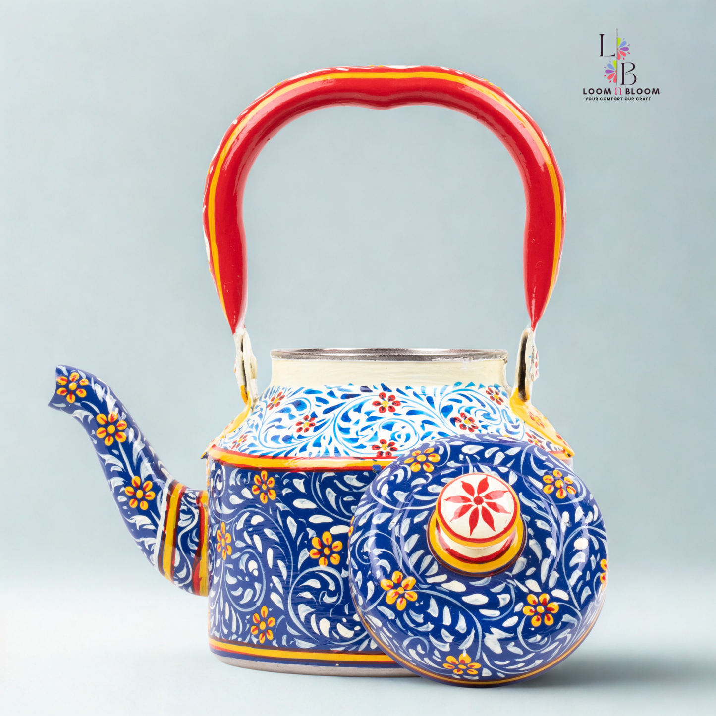 HanPainted  Tea Kettle - Artistic Decorative Floral Tea Pot for Home Kitchen Decor Kalam Art