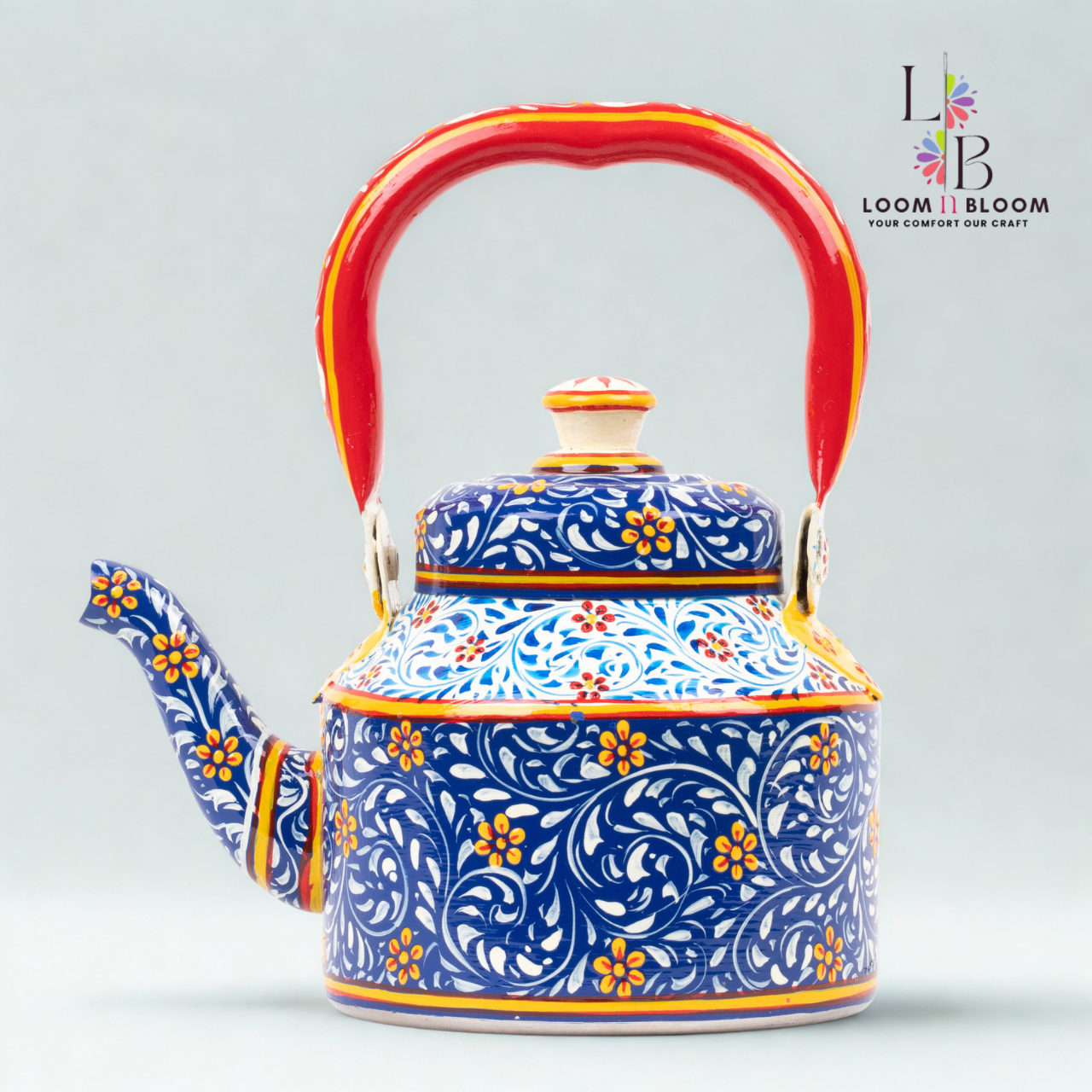 HanPainted  Tea Kettle - Artistic Decorative Floral Tea Pot for Home Kitchen Decor Kalam Art