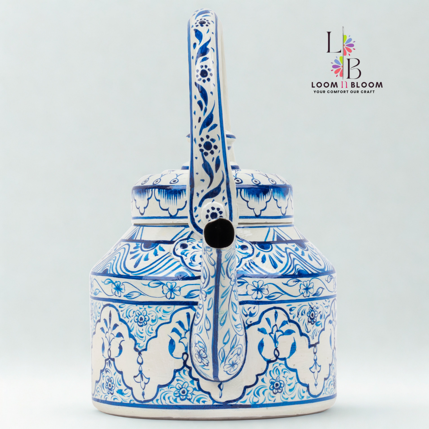 HanPainted Stainless Steel Tea Kettle - Artistic Decorative Floral Tea Pot for Home Kitchen Decor Neel Pushp Art