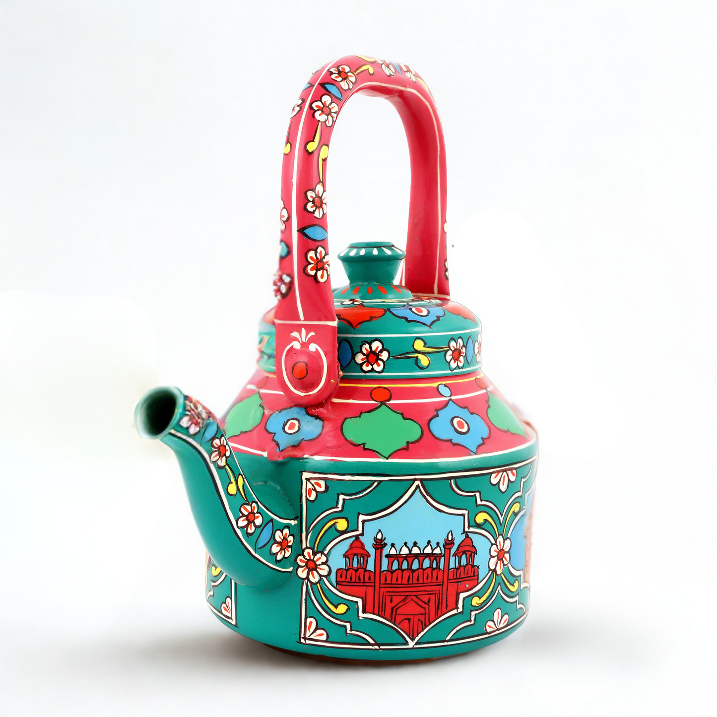 HanPainted Stainless Steel Tea Kettle - Artistic Decorative Floral Tea Pot for Home Kitchen Decor
