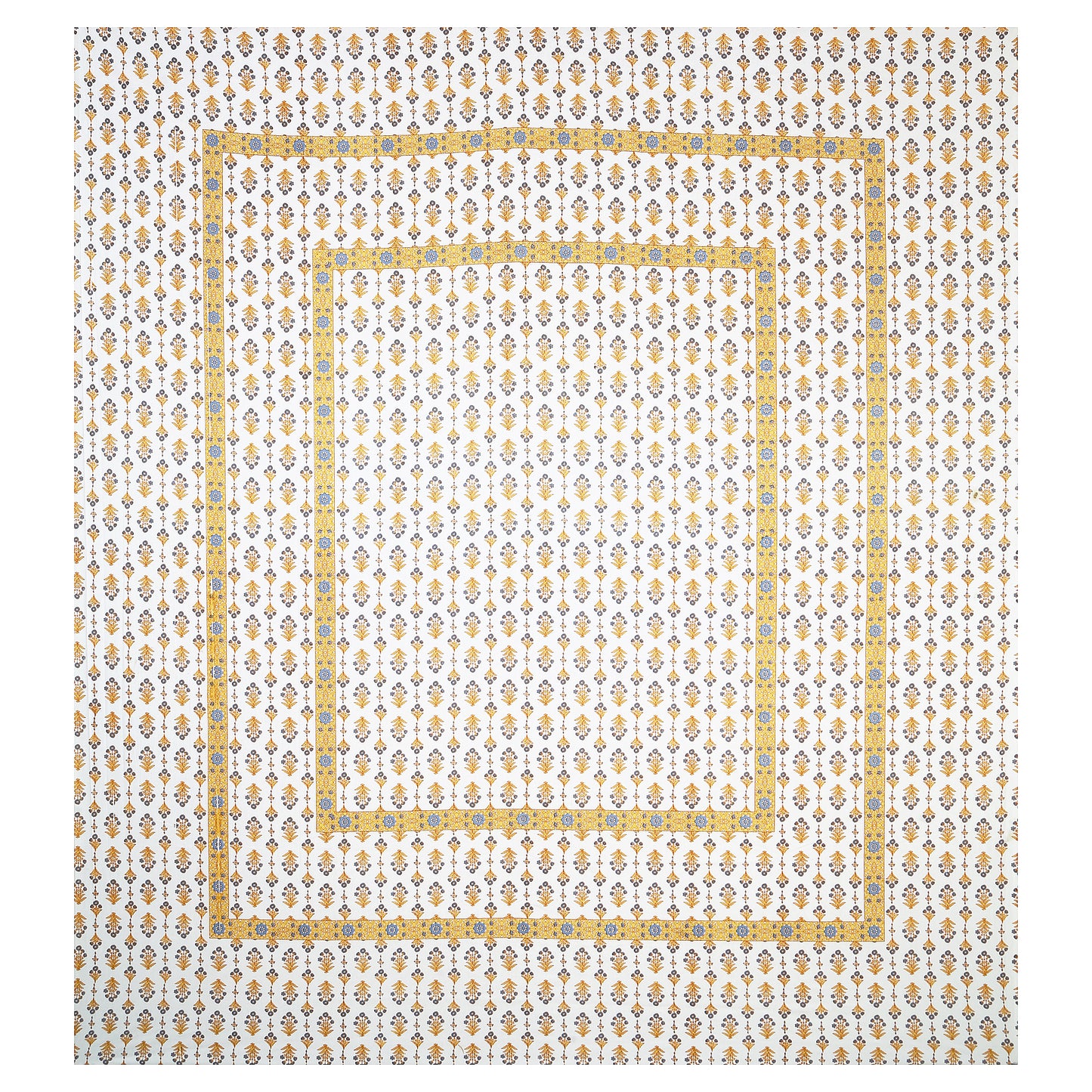 Hand Block Printed Jaipuri Cotton Double Bed Sheet With 2 Pillow Covers - Floral Pattern Ethnic Indian Design