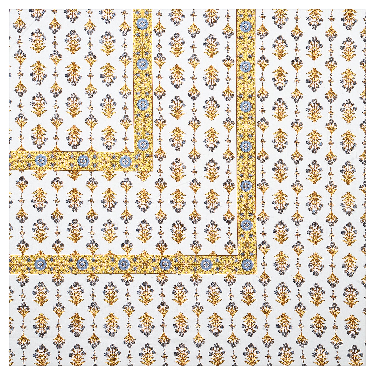 Hand Block Printed Jaipuri Cotton Double Bed Sheet With 2 Pillow Covers - Floral Pattern Ethnic Indian Design