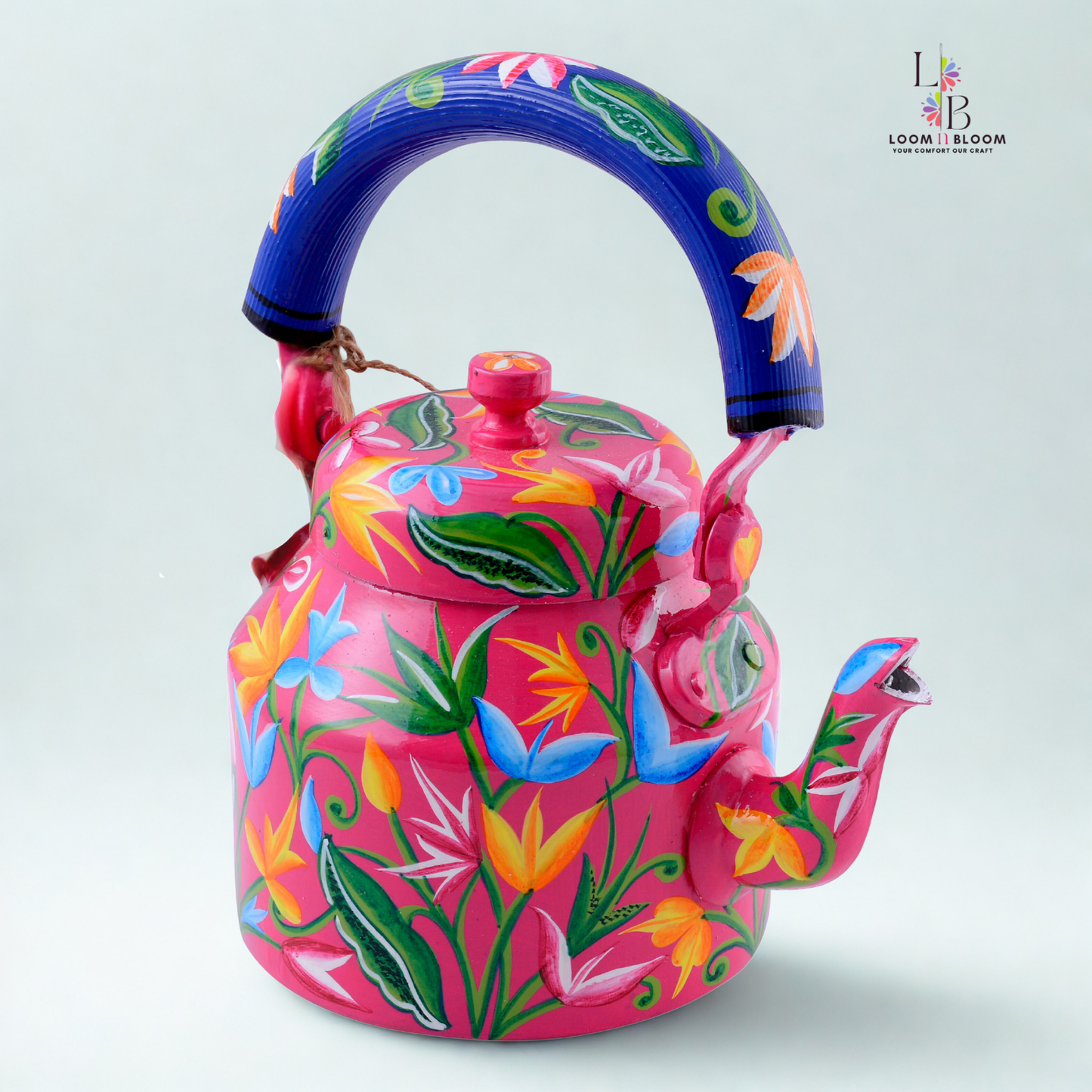 HanPainted Stainless Steel Tea Kettle - Artistic Decorative Floral Tea Pot for Home Kitchen Decor Lotus_Art