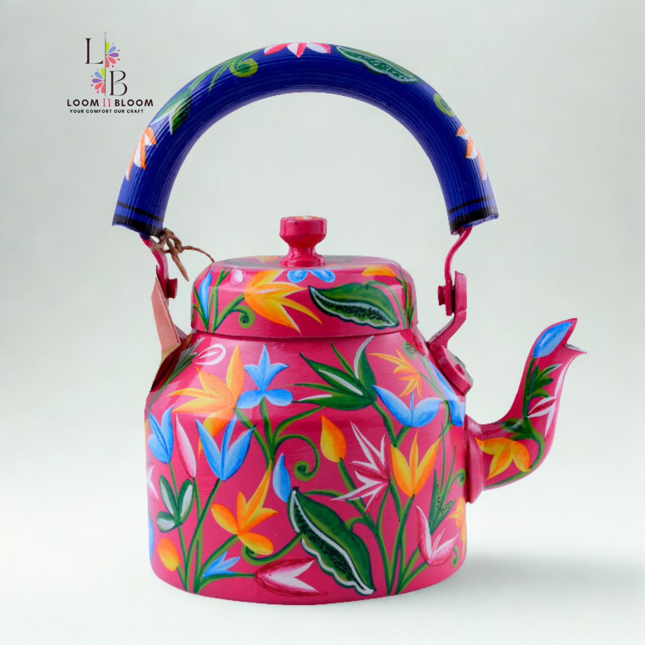 HanPainted Stainless Steel Tea Kettle - Artistic Decorative Floral Tea Pot for Home Kitchen Decor Lotus_Art
