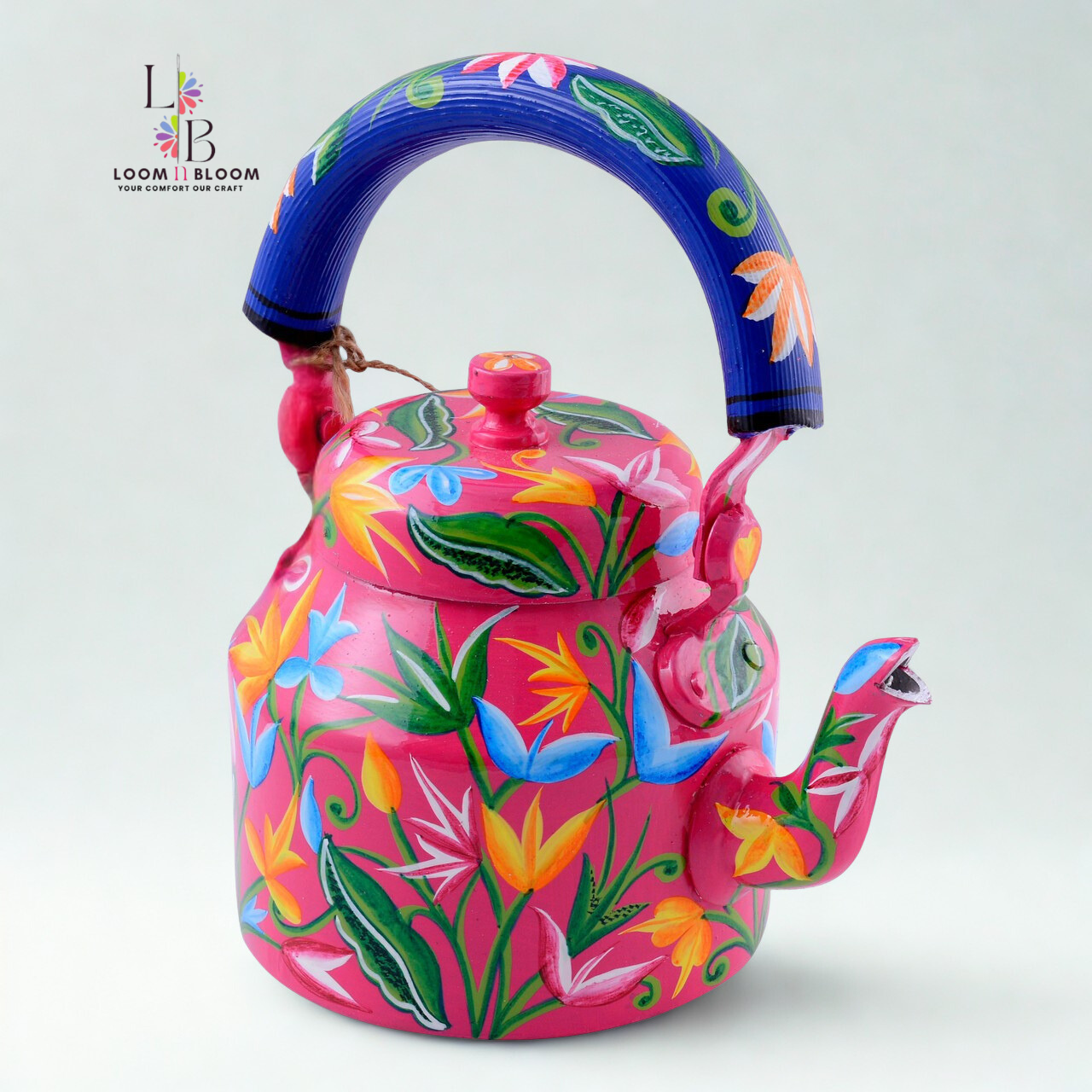 HanPainted Stainless Steel Tea Kettle - Artistic Decorative Floral Tea Pot for Home Kitchen Decor Lotus_Art