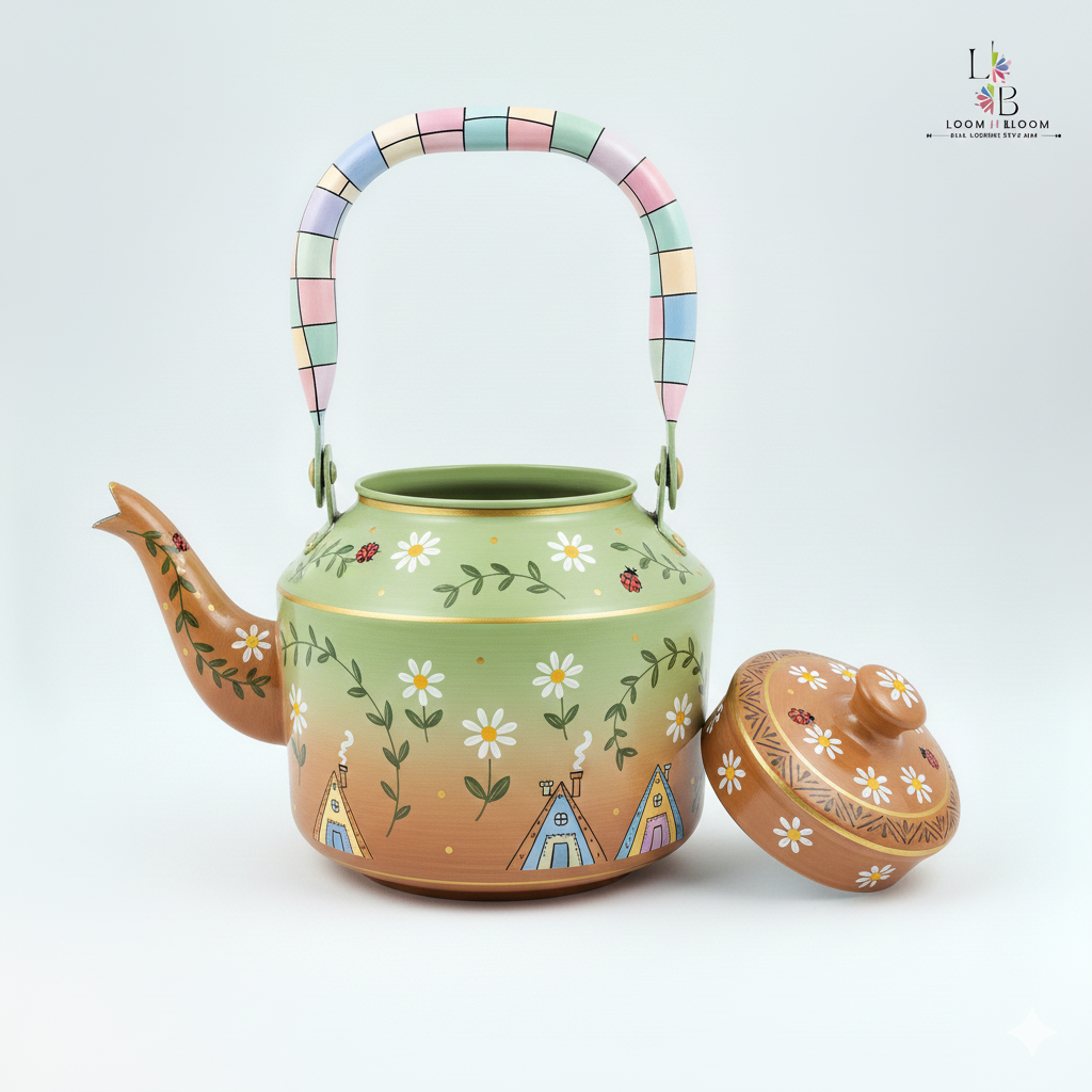 Hand Painted  Tea Kettle - Artistic Decorative Kids Tea Pot for Home Decor