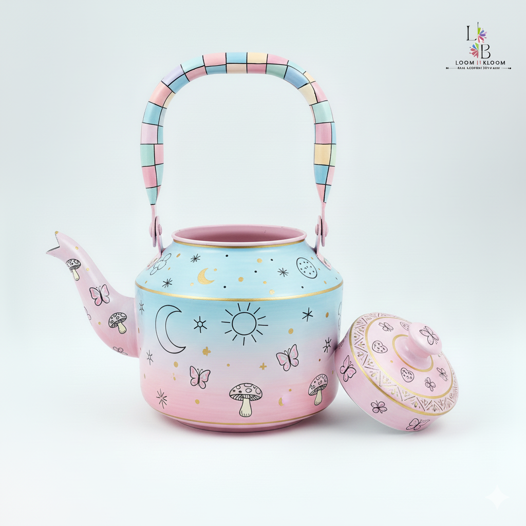 Hand Painted  Tea Kettle - Artistic Decorative Kids Tea Pot for Home Decor