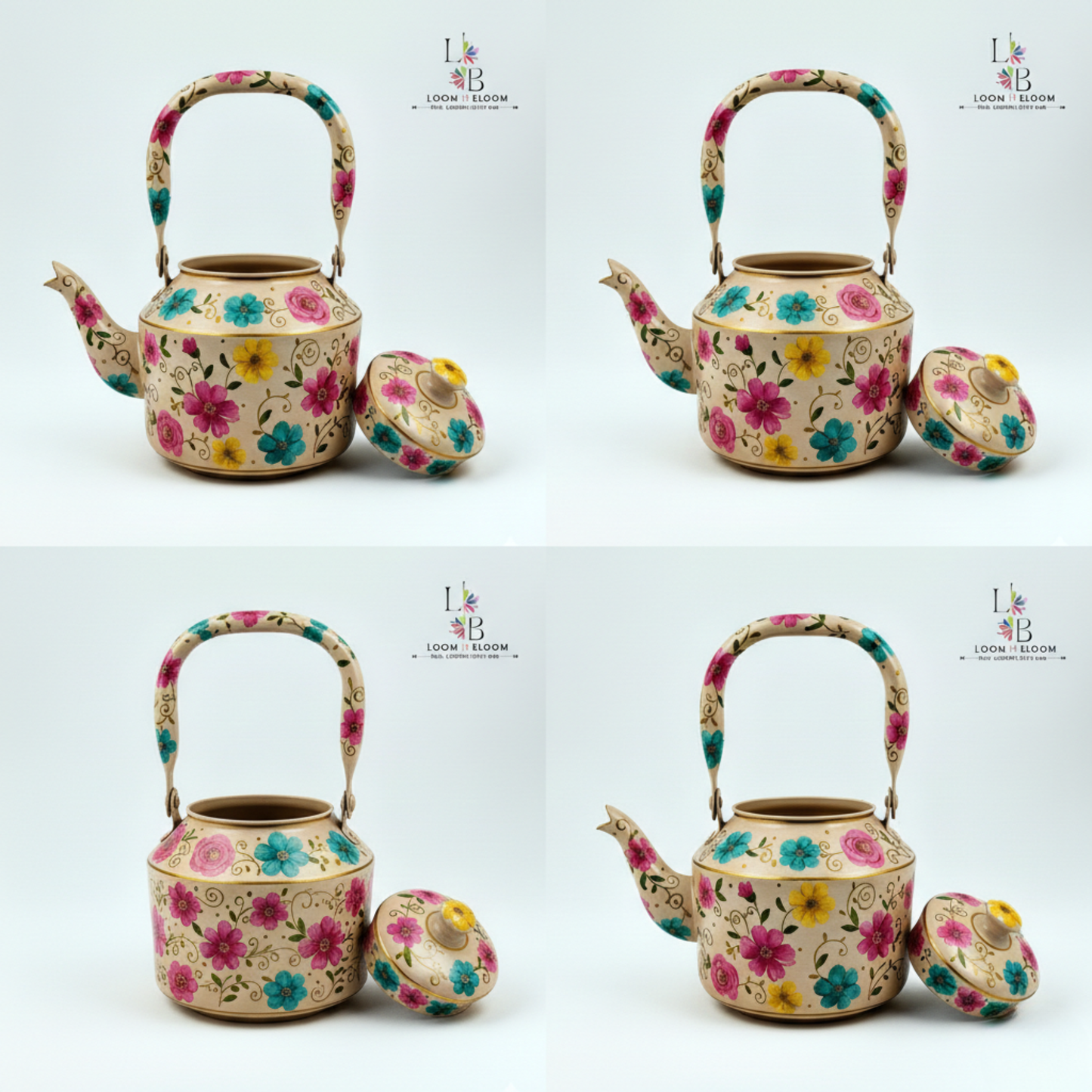 HanPainted Stainless Steel Tea Kettle - Artistic Decorative Floral Tea Pot for Home Kitchen Decor Lotus_Art